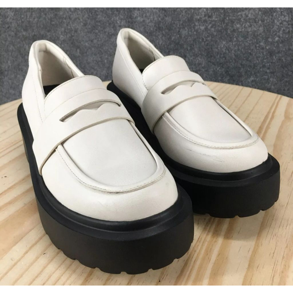 Wild Fable Shoes Womens 9 Platform Loafer White Faux Leather Casual Comfort - Picture 3 of 14